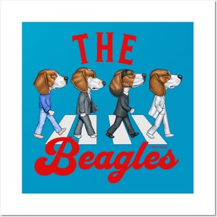 Cute retro street with Beagle Dogs on a famous street crossing The Beagles tee Posters and Art